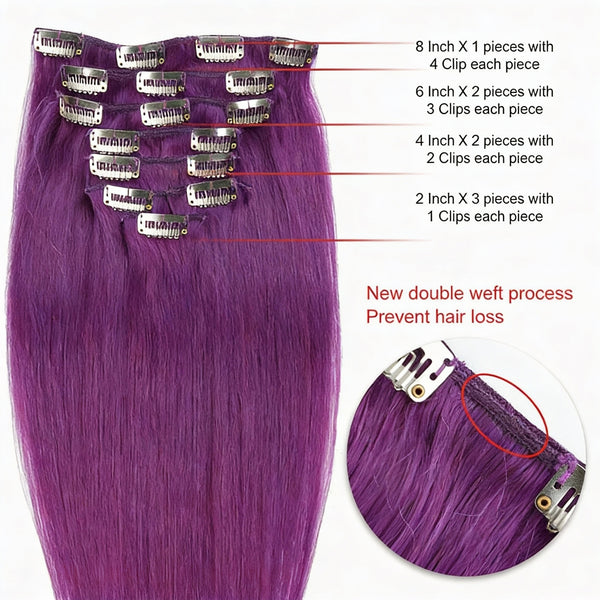 ElevateHairWorld - Lila Classic Clip-In Hair Extensions(100g-130g)(#Lila)
