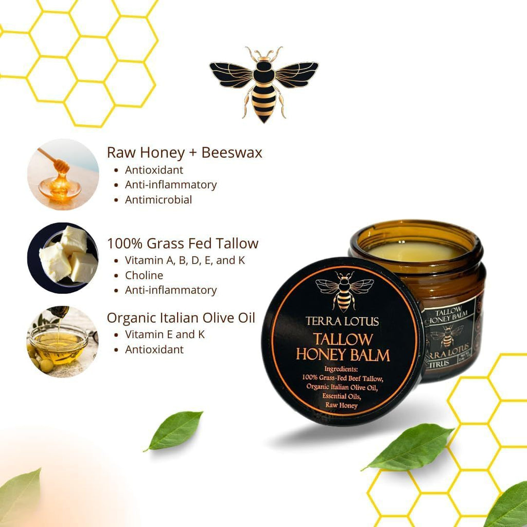 Honey Tallow Balm – Organic Beef Tallow & Raw Honey Moisturizer for Dry Skin - ElevateHealthTech