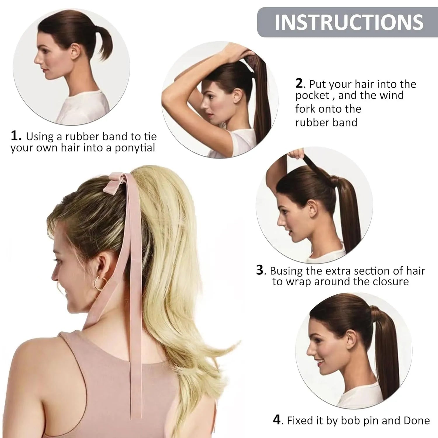 Dark Brown premium ponytail(#2)(75g-100g) - ElevateHealthTech