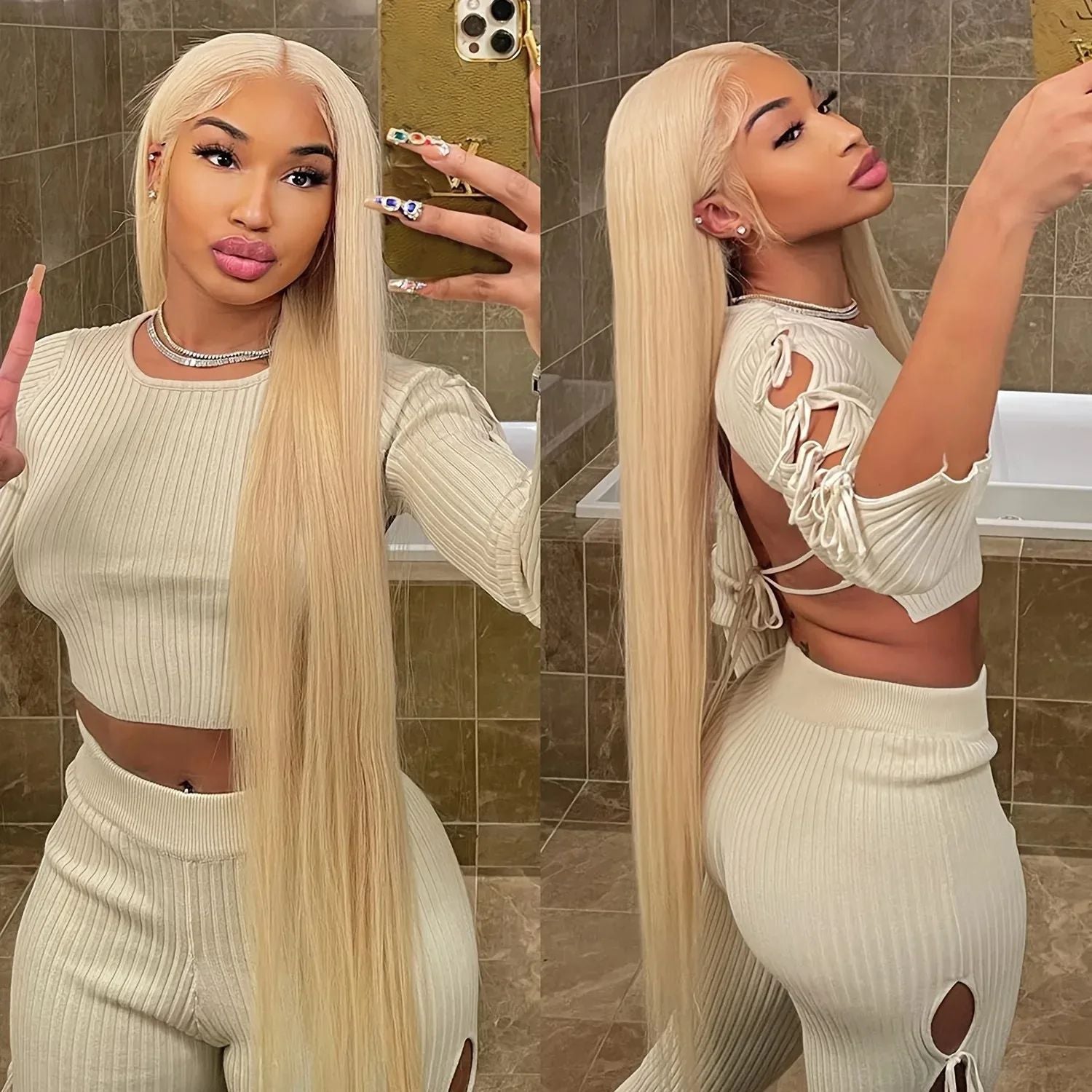 Light Blonde Straight Human Hair Lace Front Wig 13×4 - ElevateHealthTech
