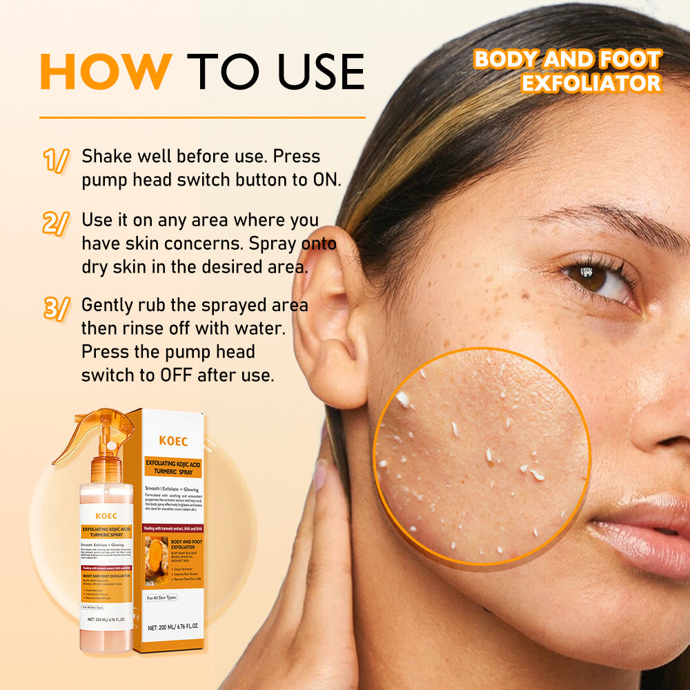 Kojic Acid Turmeric Exfoliating Spray – Brightening Body Mist for Smooth, Even Skin - ElevateHealthTech