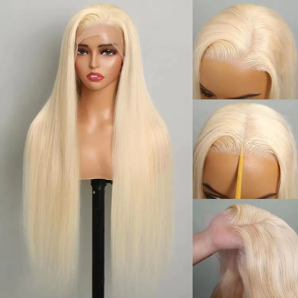 Light Blonde Straight Human Hair Lace Front Wig 13×4 - ElevateHealthTech