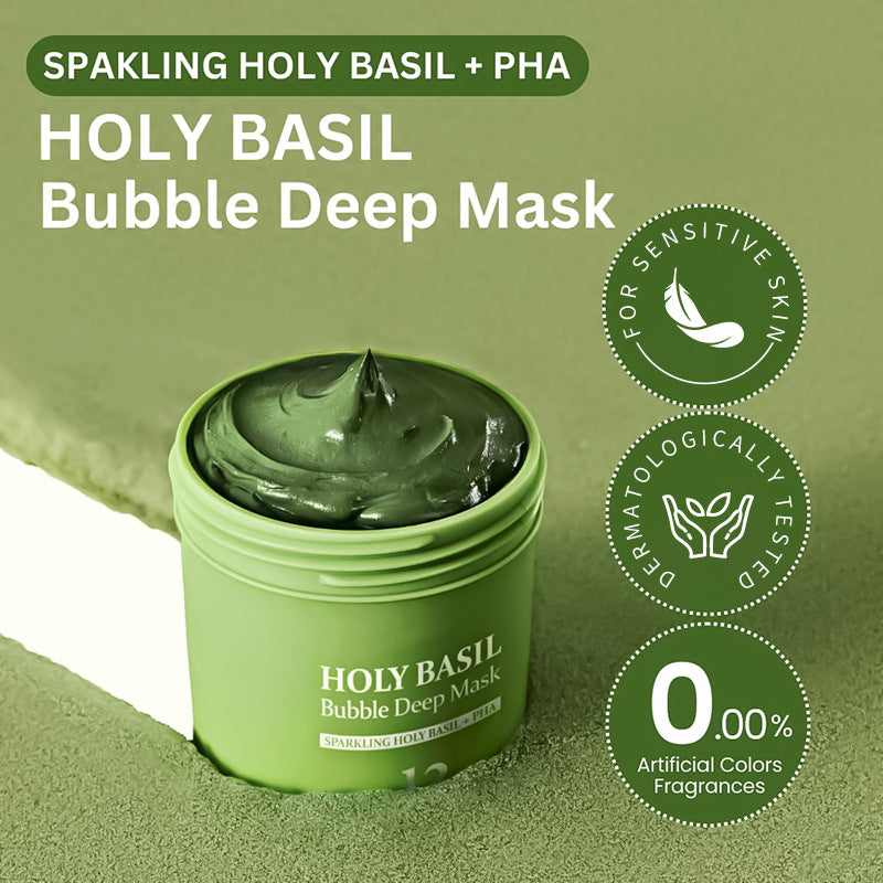 Holy Basil Bubble Deep Mask – 90g Clay & Foam Detox Mask for Pores, Oil & Blackheads - ElevateHealthTech