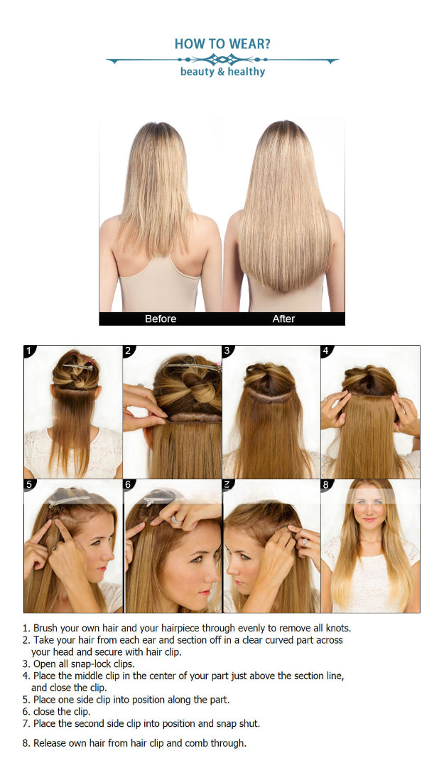 Dark Brown Premium Classic Clip-In Hair Extensions (100g–120g) (#2) - ElevateHealthTech