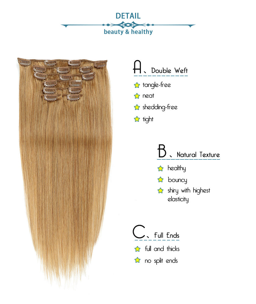 Foxy Blonde Premium Classic Clip-In Hair Extensions(100g-120g)(#27) - ElevateHealthTech
