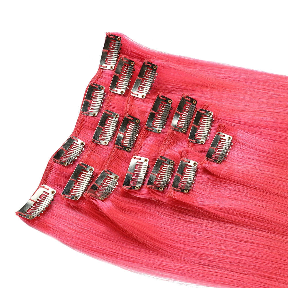 Pink Premium Classic Clip-In Hair Extensions(100g-120g)(#pink) - ElevateHealthTech