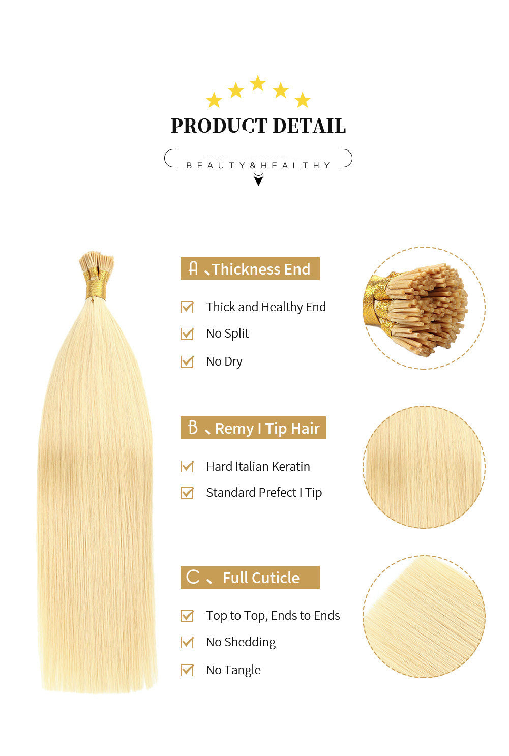 Platinum Blonde Premium I-tip Hair Extensions 50g(#24) - ElevateHealthTech