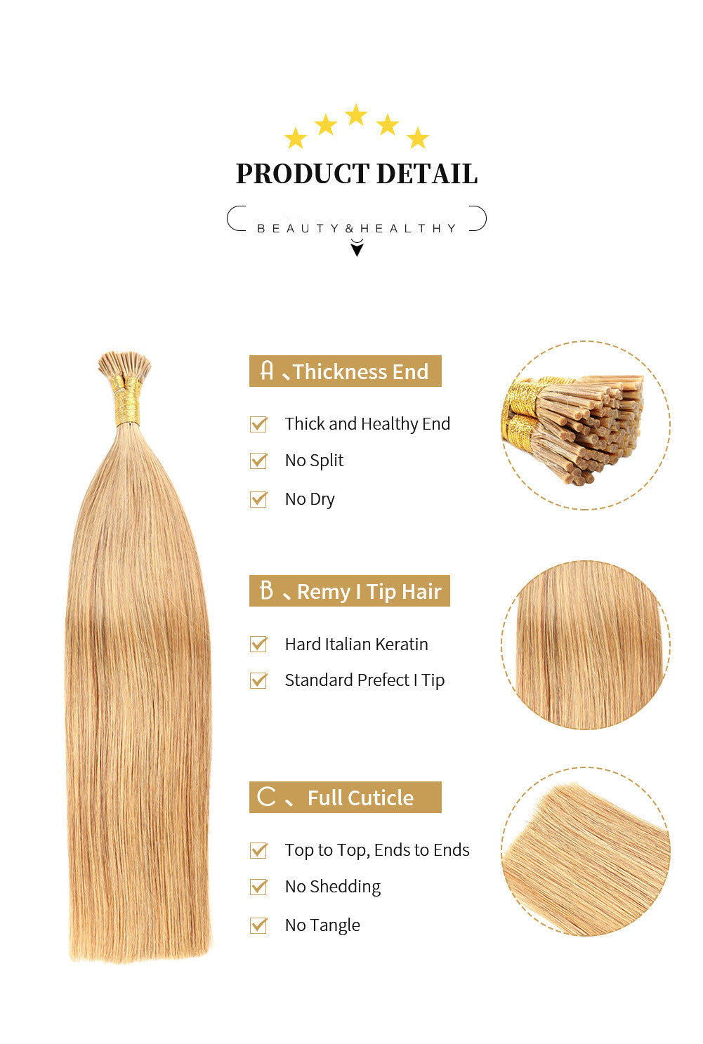 Foxy Premium I-tip Hair Extensions 50g(#12) - ElevateHealthTech