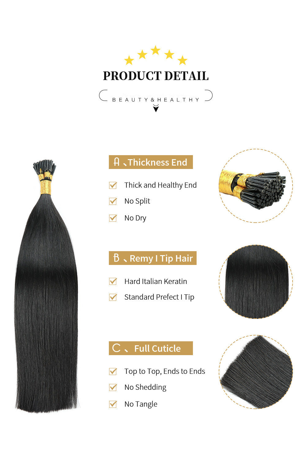 Black Premium I-Tip hair extensions 50g(#1) - ElevateHealthTech