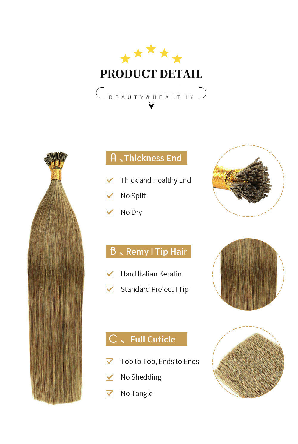 Chocolate Deep Color Melt Premium I-tip Hair Extensions 50g(#8) - ElevateHealthTech