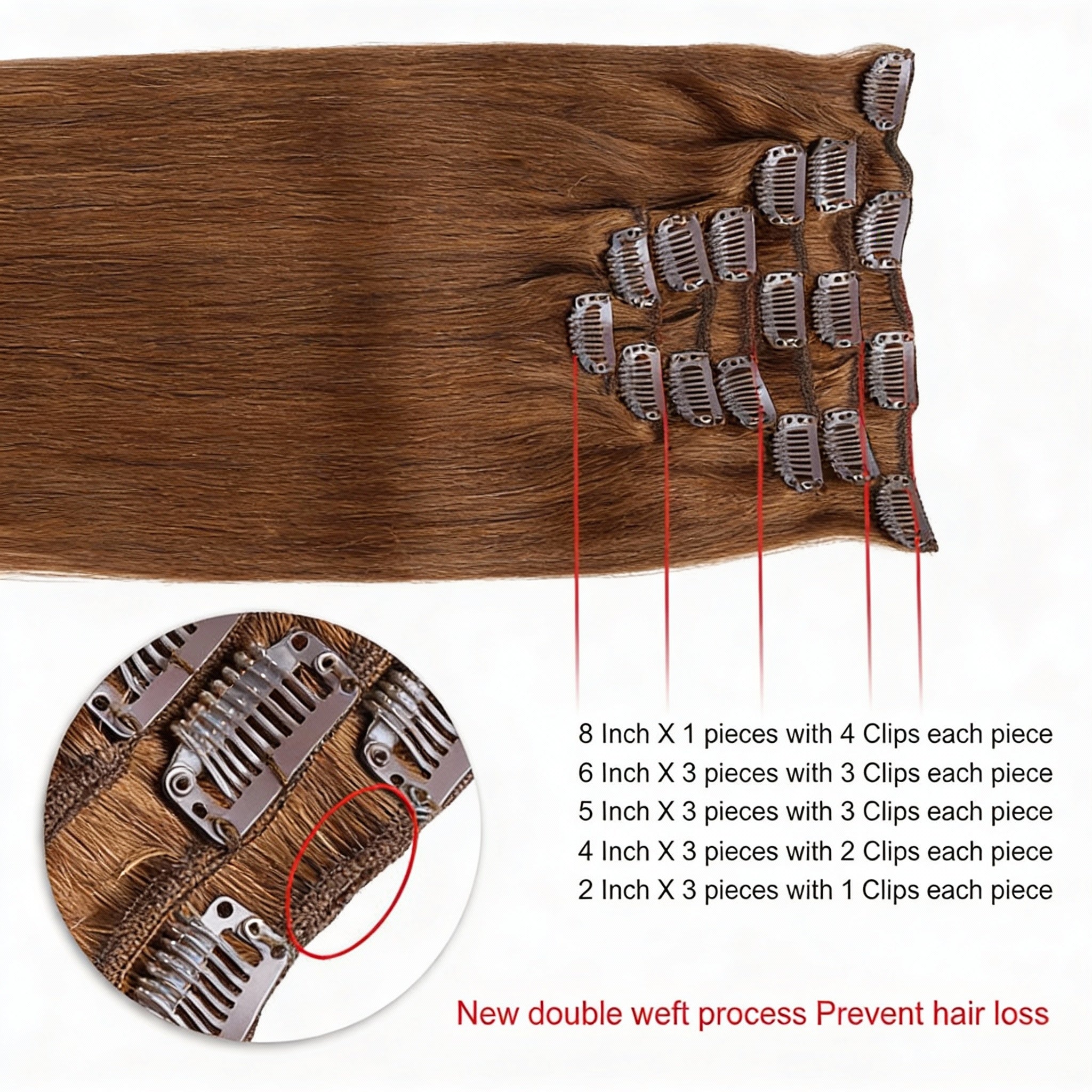 Chocolate Brown / Classic Clip-Ins (100g-120g)( #6) - ElevateHealthTech