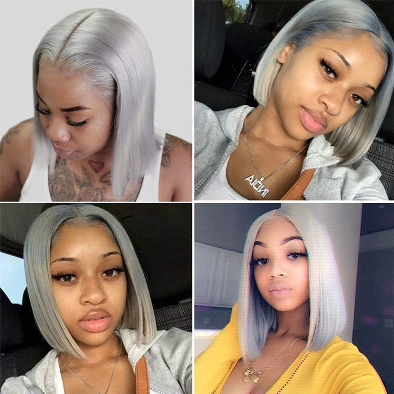 Gray bob haircut with lace wig - ElevateHealthTech