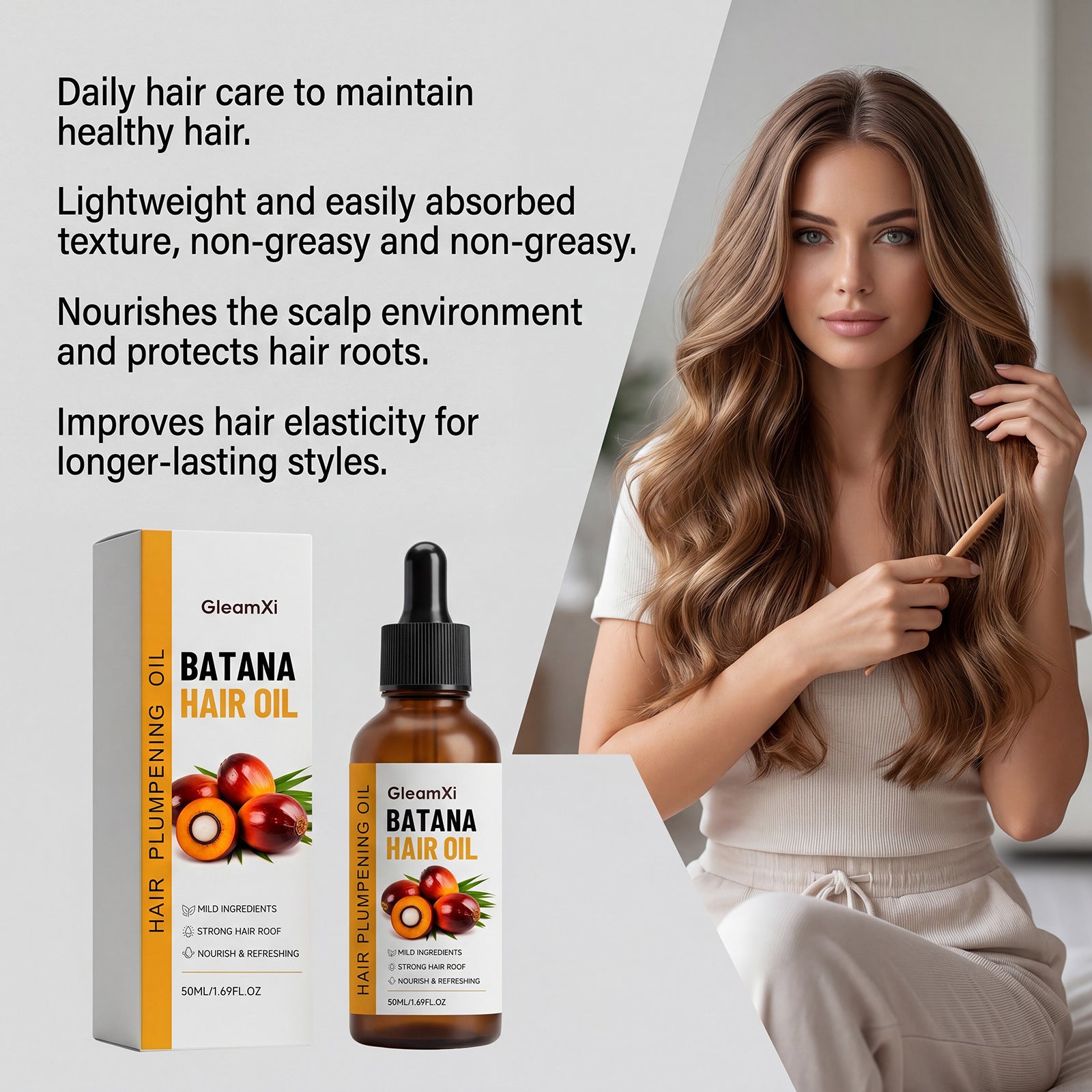 Batana Hair Oil – Plant-Based Nourishing Treatment for Soft, Shiny & Fuller-Looking Hair (50ml)
