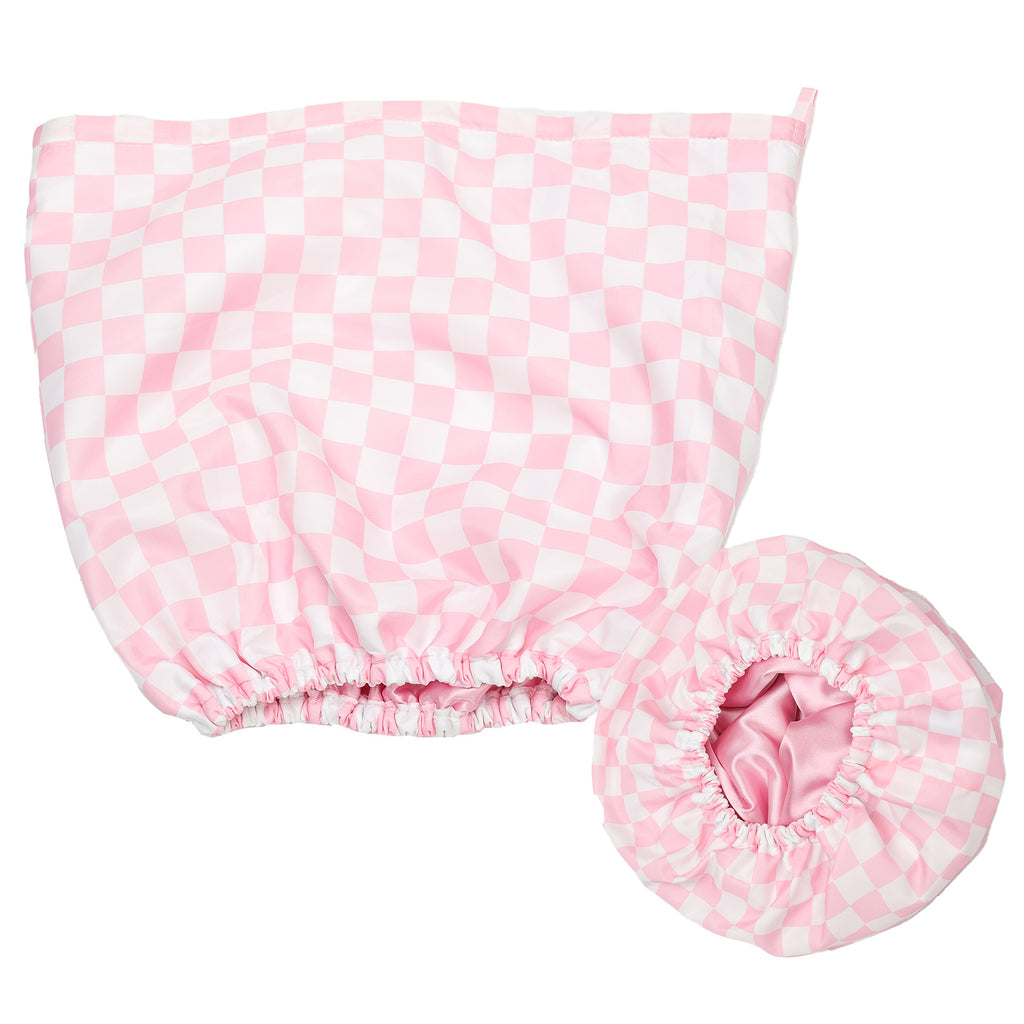 Checker Shower Cap – Waterproof & Reusable - ElevateHealthTech
