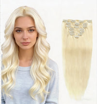 ElevateHairWorld - Platinum Blonde Classic Clip-In Hair Extensions (100g-130g)(#60)