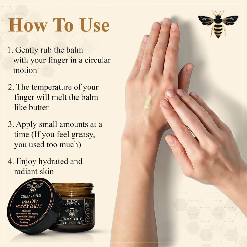 Honey Tallow Balm – Organic Beef Tallow & Raw Honey Moisturizer for Dry Skin - ElevateHealthTech