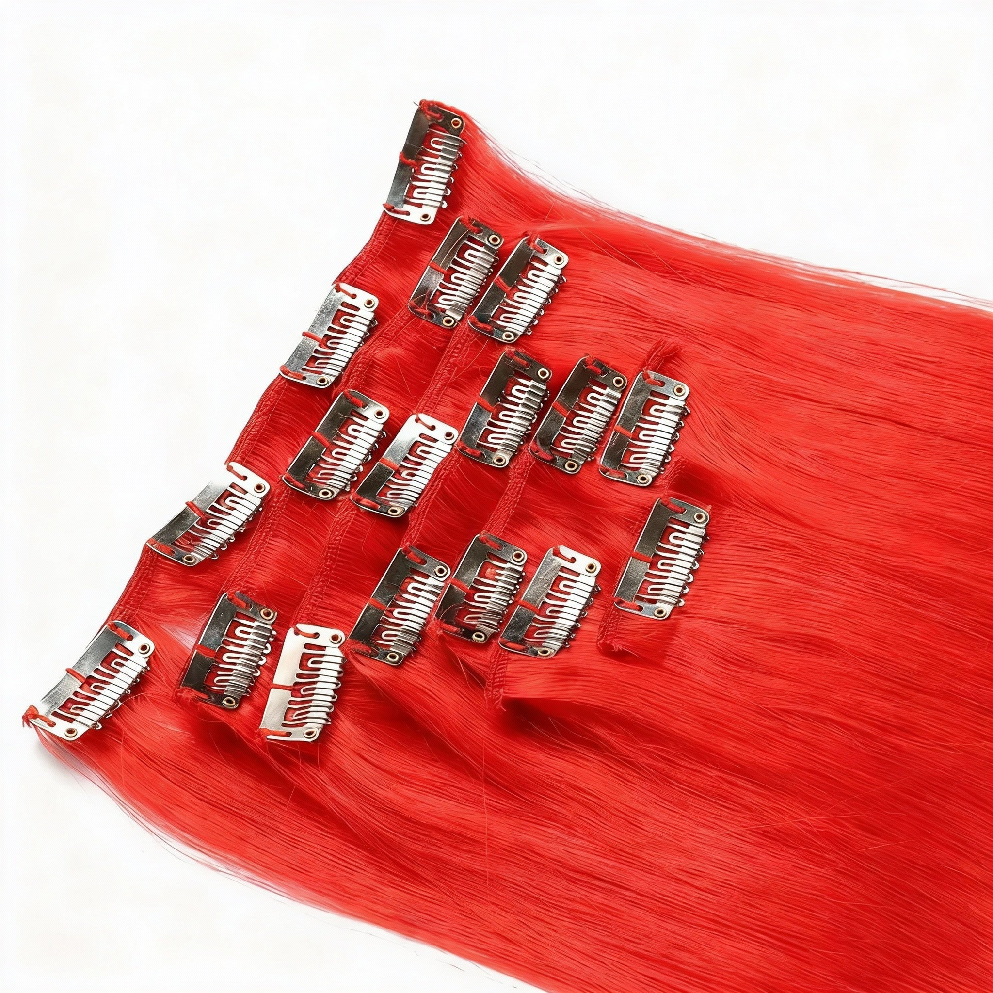 Red Premium Classic Clip-In Hair Extensions(100g-120g)(#red) - ElevateHealthTech