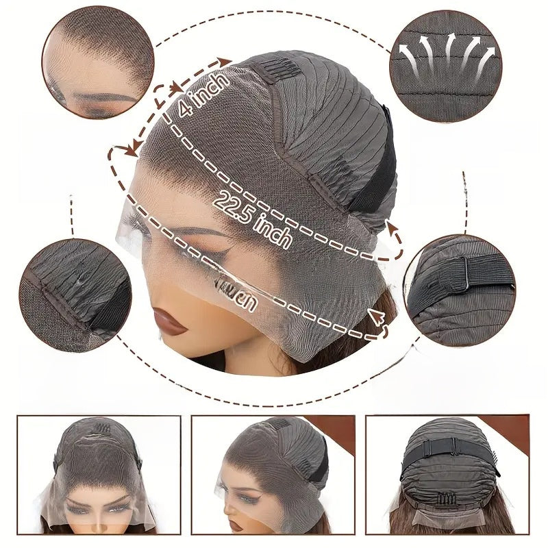 Deep Brown Straight Human Hair Wig with Front Lace 13×4 - ElevateHealthTech