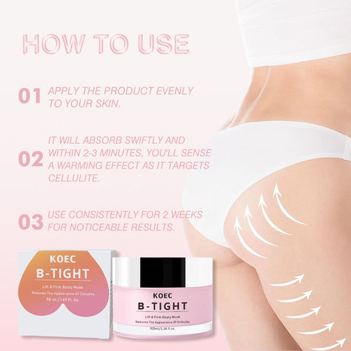B-Tight Booty Mask – Firming & Hydrating Body Cream, 3.38 fl oz - ElevateHealthTech
