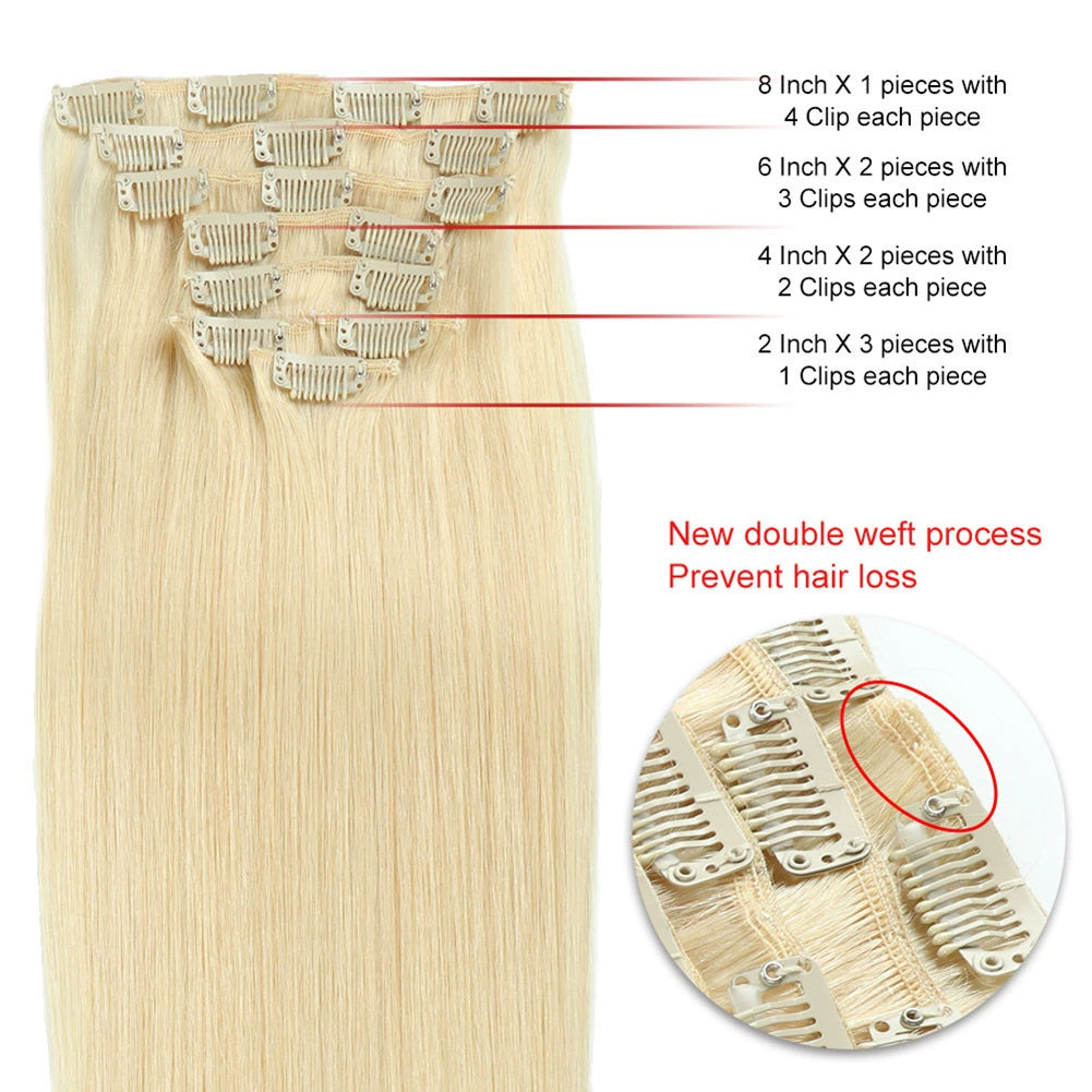 Platinum Blonde /  Classic Clip-Ins (100g-120g)(#60) - ElevateHealthTech