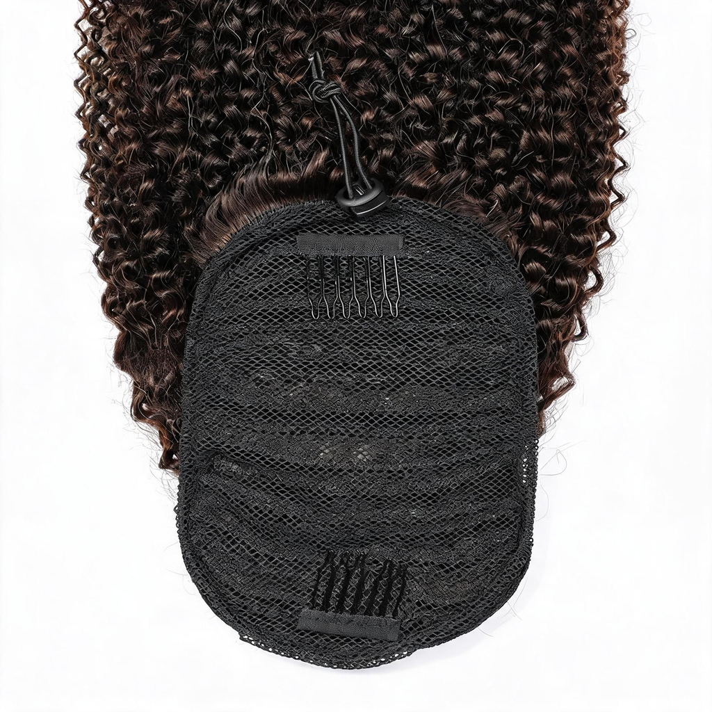 Dark Brown Premium Afro Curly Drawstring Ponytail (2#) - ElevateHealthTech