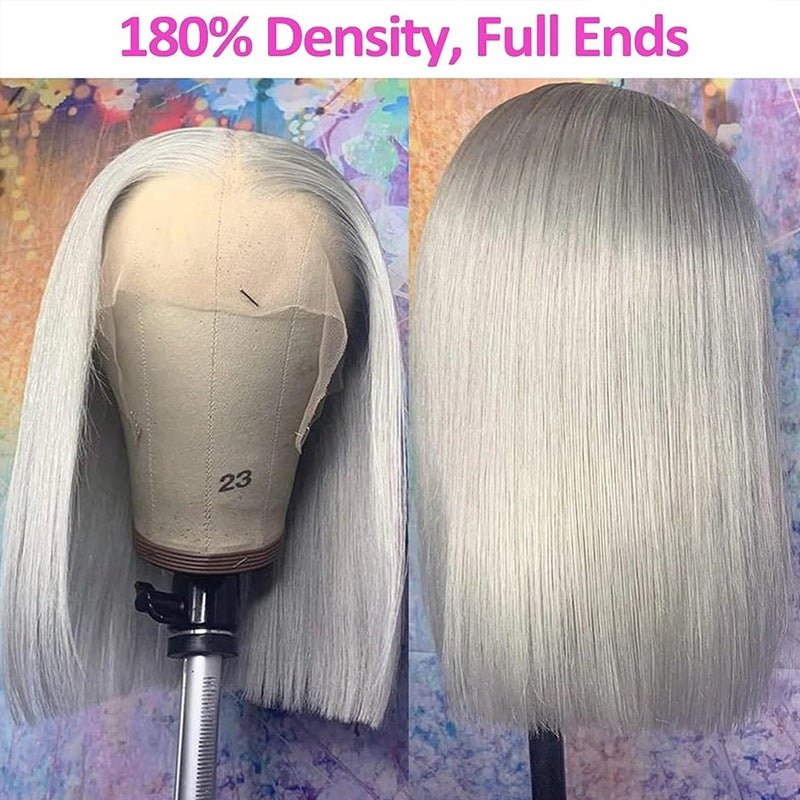 Gray bob haircut with lace wig - ElevateHealthTech