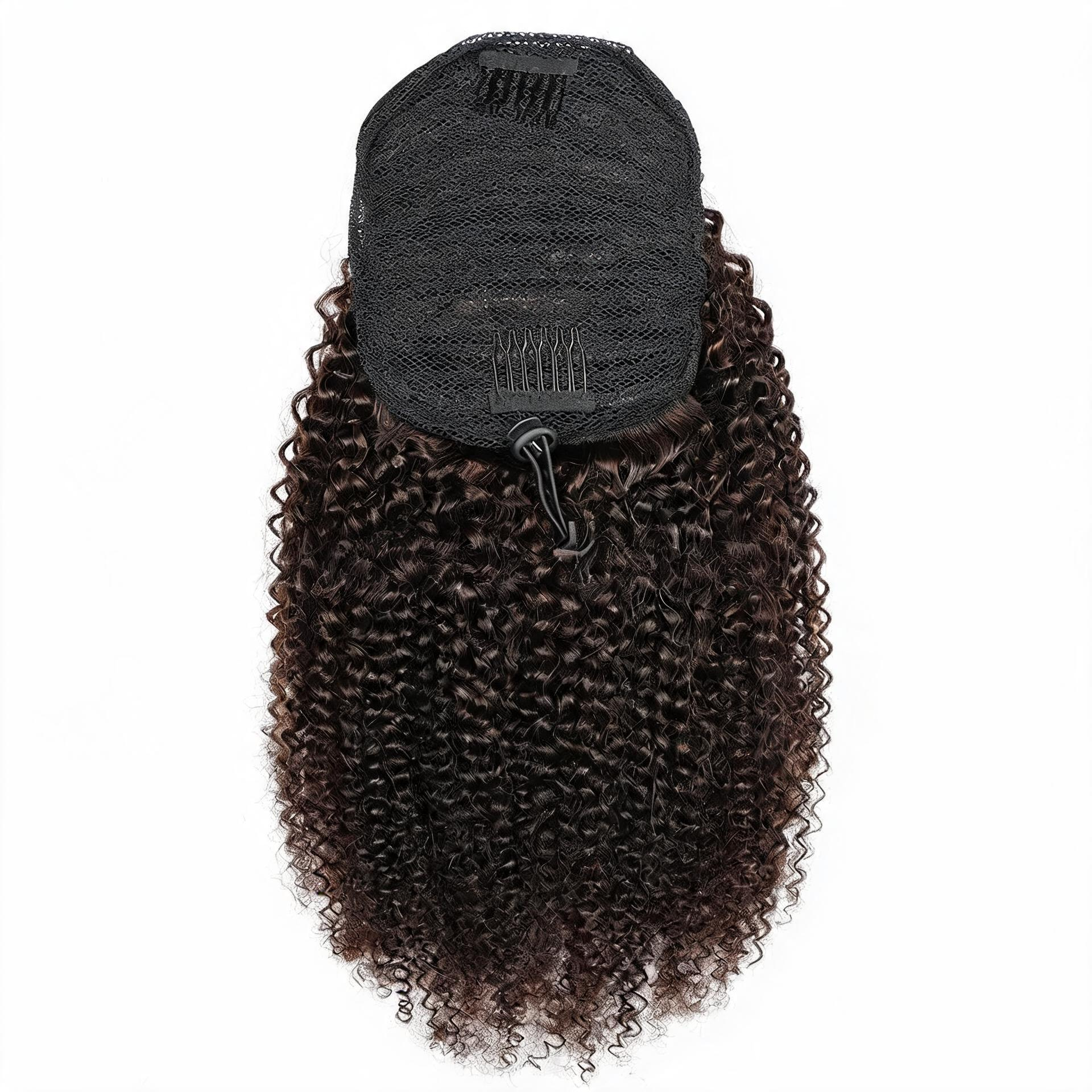 Dark Brown Premium Afro Curly Drawstring Ponytail (2#) - ElevateHealthTech