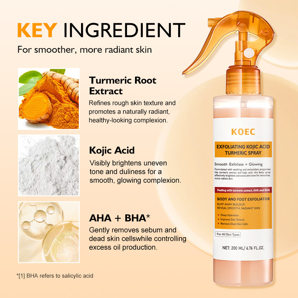 Kojic Acid Turmeric Exfoliating Spray – Brightening Body Mist for Smooth, Even Skin - ElevateHealthTech