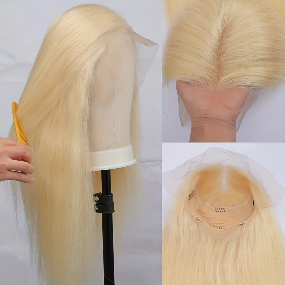 Light Blonde Straight Human Hair Lace Front Wig 13×4 - ElevateHealthTech