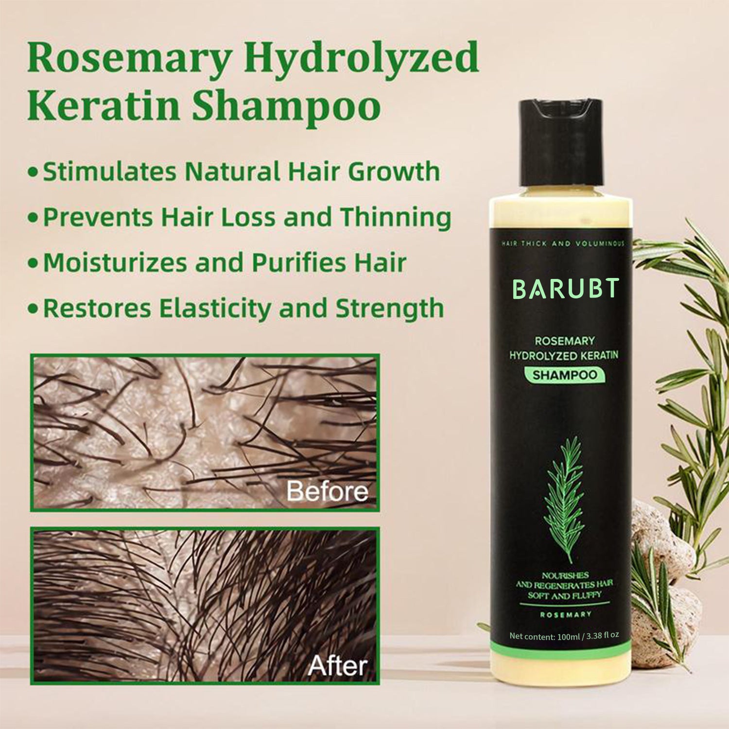Rosemary Revitalizing Shampoo – Scalp Cleansing, Anti-Dandruff & Hydrating Hair Care - ElevateHealthTech