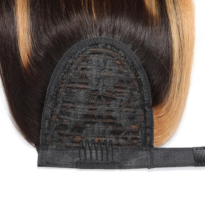 Dark Brown Balayage premium ponytail(#p4/27)(75g-100g) - ElevateHealthTech