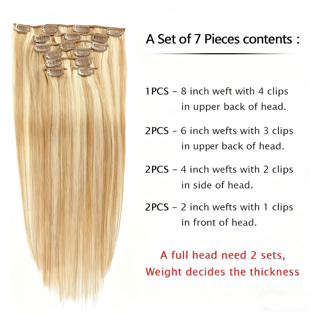 Champagne Bronde Highlights / Classic Clip-Ins (100g-120g)(#18/613) - ElevateHealthTech