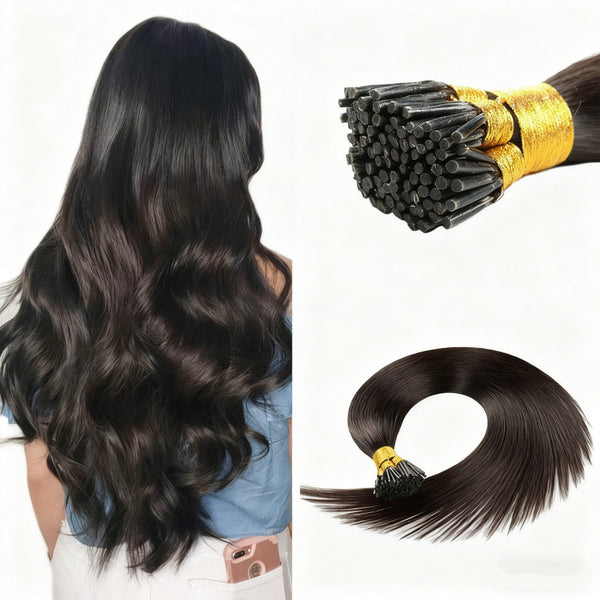 ElevateHairWorld - Seal Brown I-tip Hair Extensions 50g(#1B)