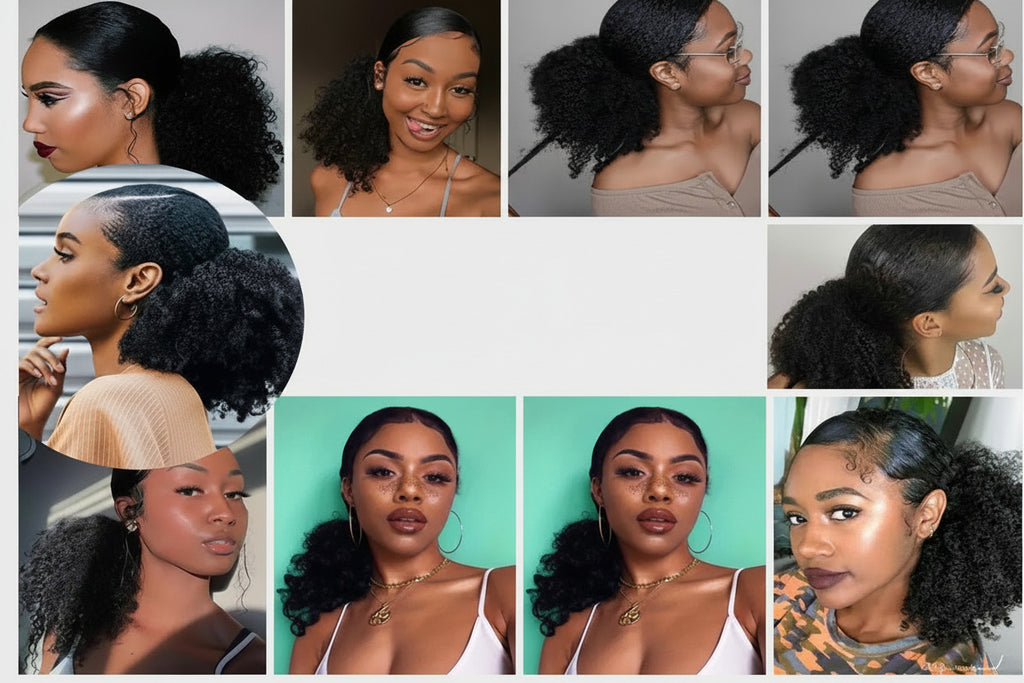 Natural black premium Afro Curly  Drawstring Ponytail - ElevateHealthTech