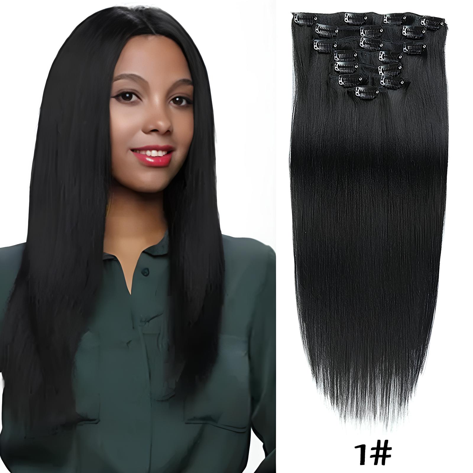 Jet Black /  Classic Clip-Ins (100g-120g)(#1) - ElevateHealthTech