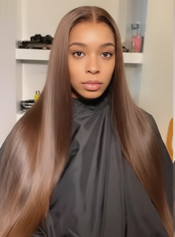 Hazelnut Brown Premium Straight HD Lace Front Human Hair Wig 13×4 - ElevateHealthTech