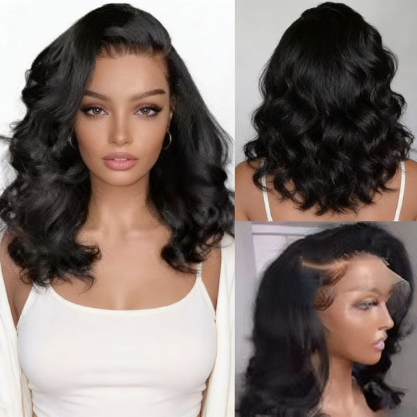 Onyx Black Premium Body Wave Bob HD Lace Front Human Hair Wig 5x5 - ElevateHealthTech