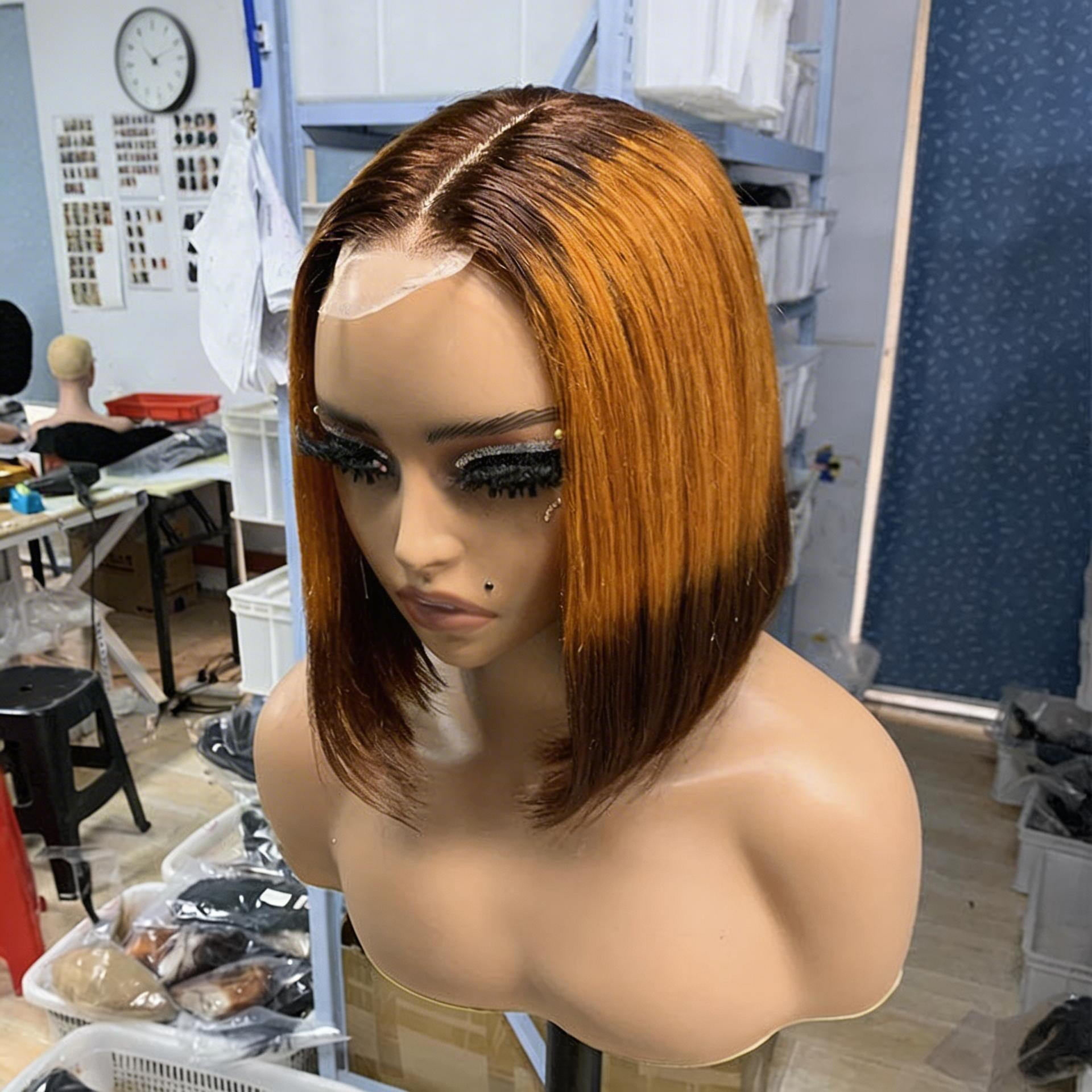 Multi-Tone Classic Bob Real Human Hair Lace Front Wig 13×4 - ElevateHealthTech