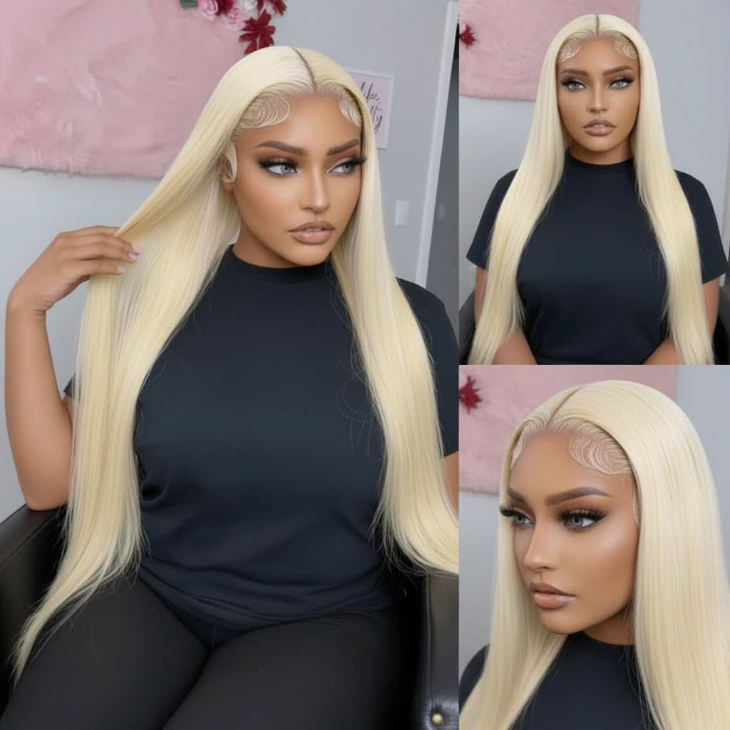 Radiant Blonde Premium Straight HD Lace Front Human Hair Wig 13×4 - ElevateHealthTech