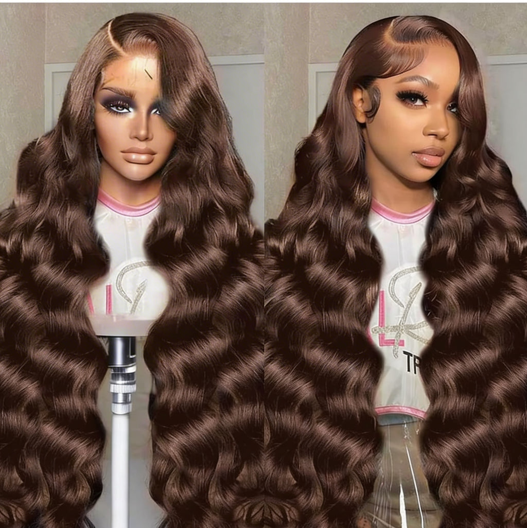 Premium Brown Body Wave Human Hair Lace Front Wig 13×4 - ElevateHealthTech