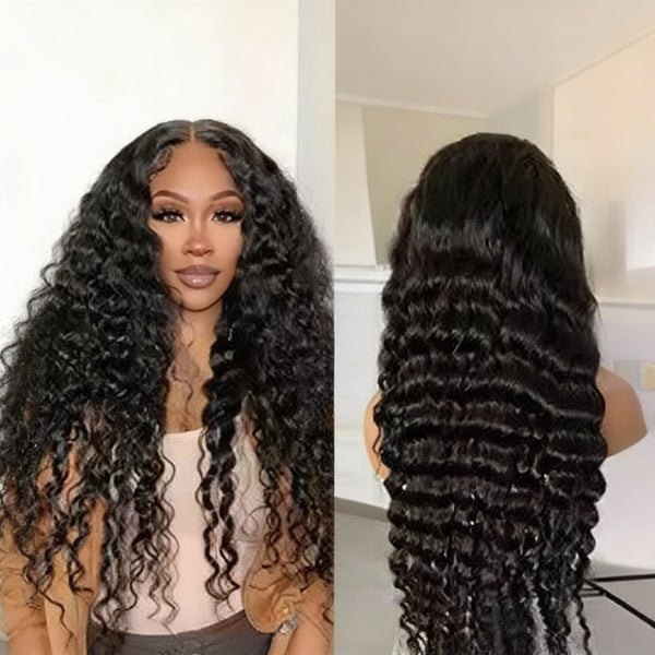 Black Water Wave HD Transparent Lace Front Human Hair Wig 13×4 - ElevateHealthTech