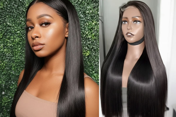 Silken Black Brazilian Straight Skinlike HD Lace Front Human Hair Wig 13×4 - ElevateHealthTech