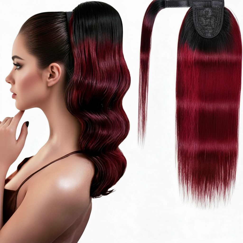 Burgundy premium ponytail(T1B99J)(75g-100g) - ElevateHealthTech