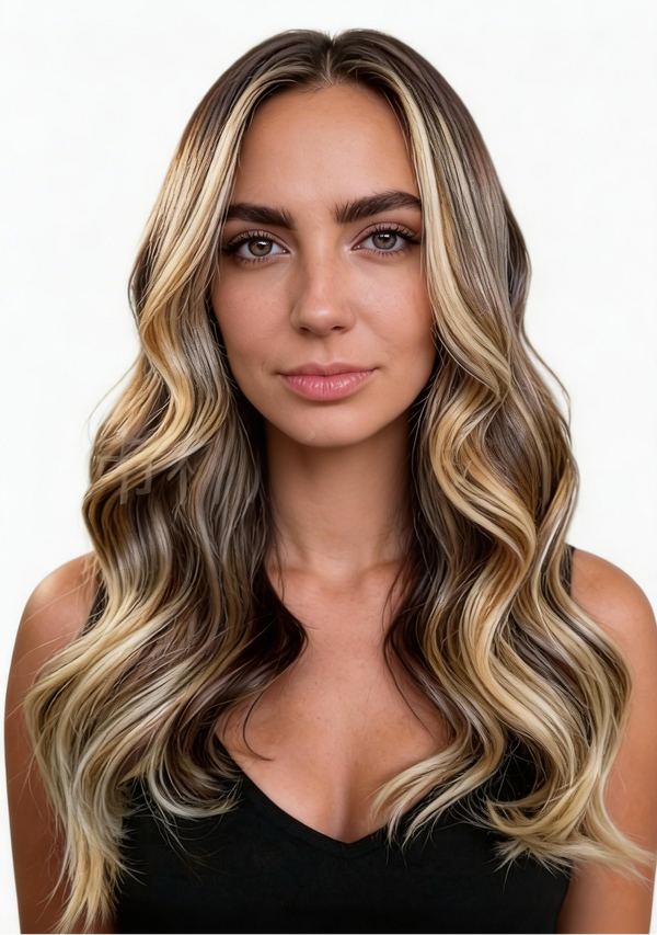 Caramel Blonde Highlights Premium Classic Clip-In Hair Extensions (100g-120g)(#4/613) - ElevateHealthTech