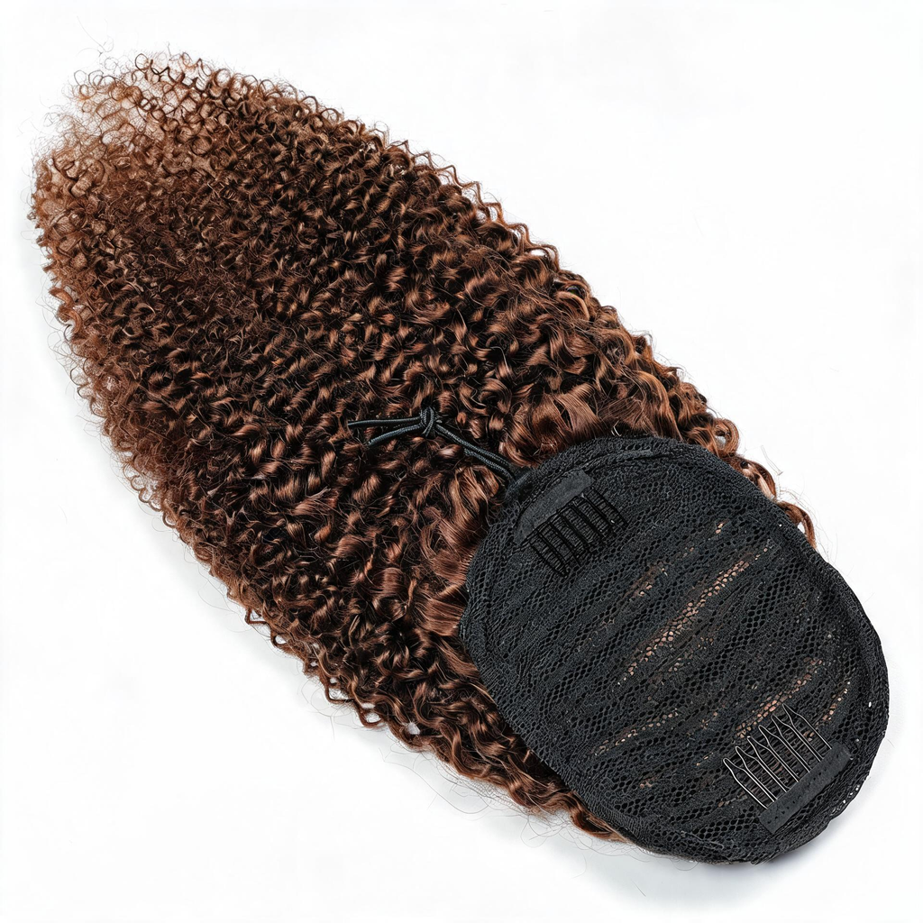 Chocolate Brown Premium Afro Curly Drawstring Ponytail (4#) - ElevateHealthTech