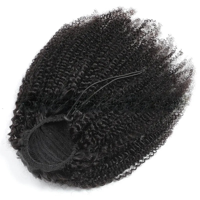Natural black premium Afro Curly  Drawstring Ponytail - ElevateHealthTech
