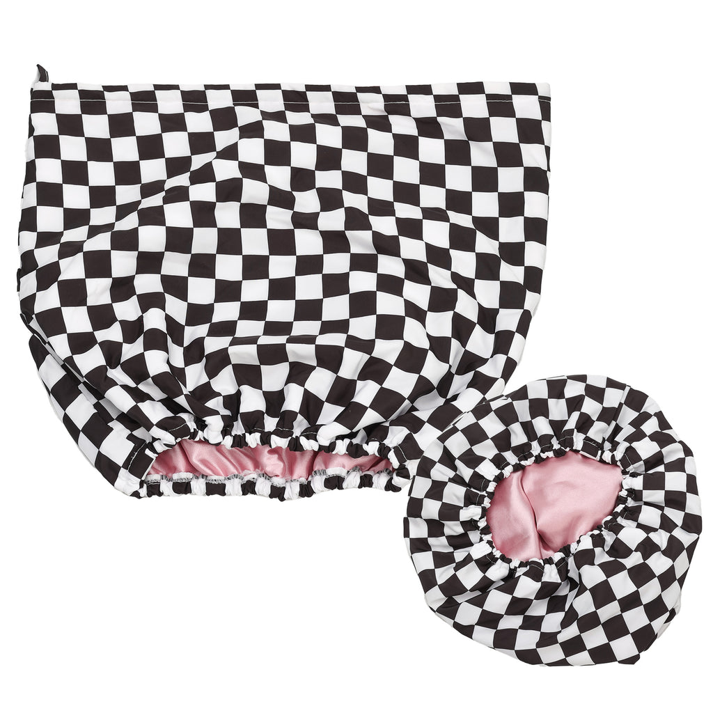 Checker Shower Cap – Waterproof & Reusable - ElevateHealthTech