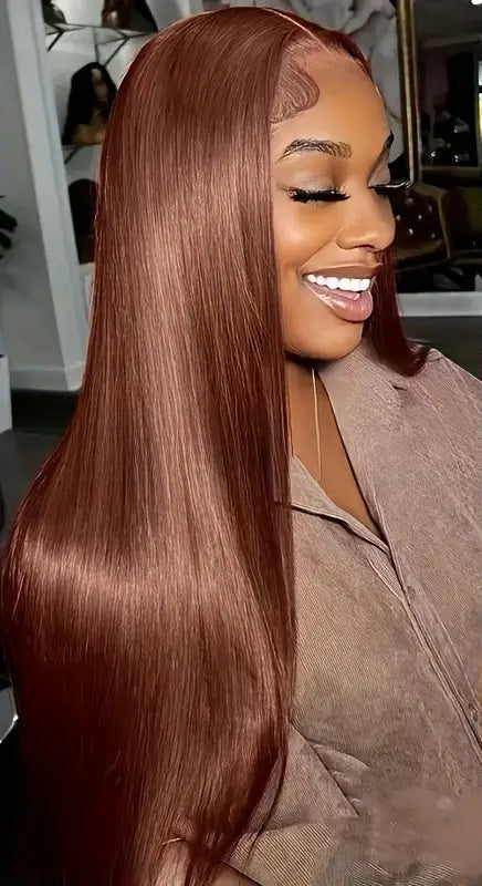Deep Brown Straight Human Hair Wig with Front Lace 13×4 - ElevateHealthTech