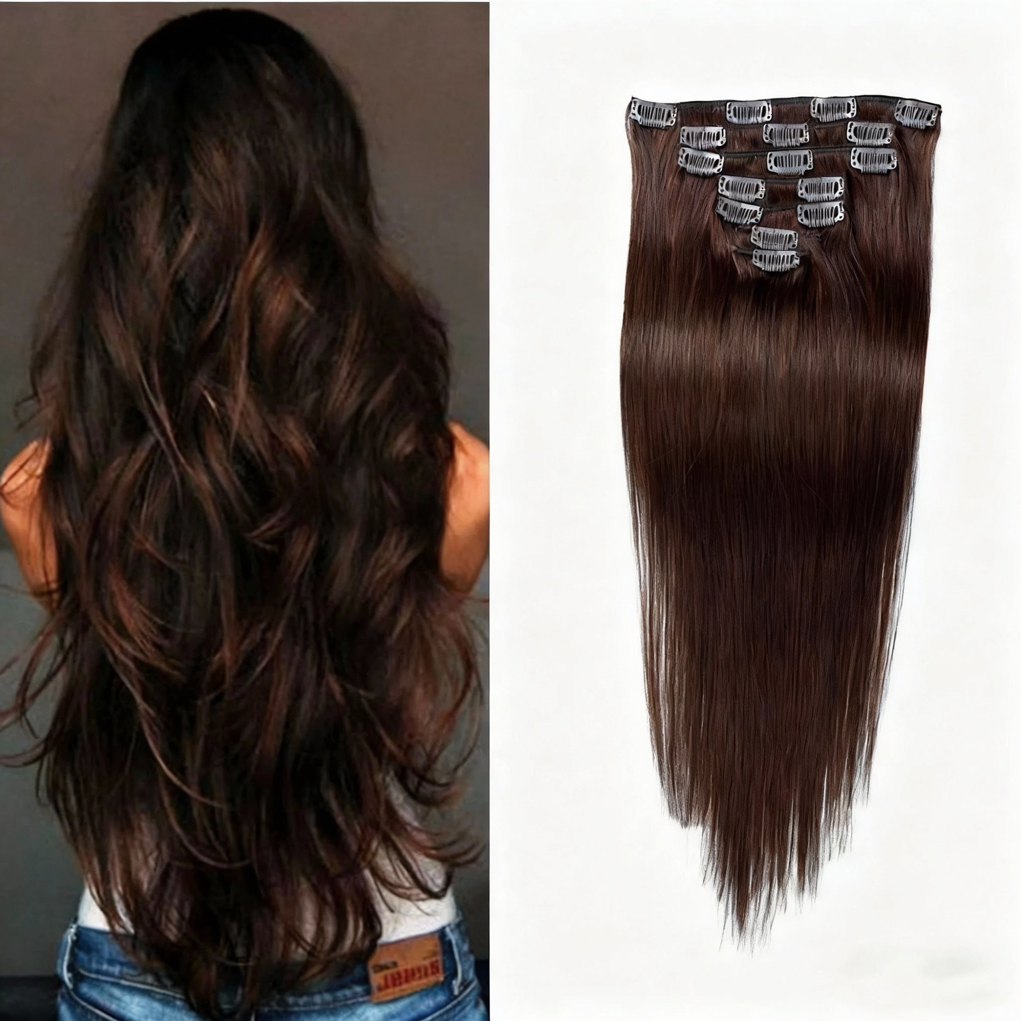 Dark Brown / Classic Clip-Ins(100g-120g) (#2) - ElevateHealthTech