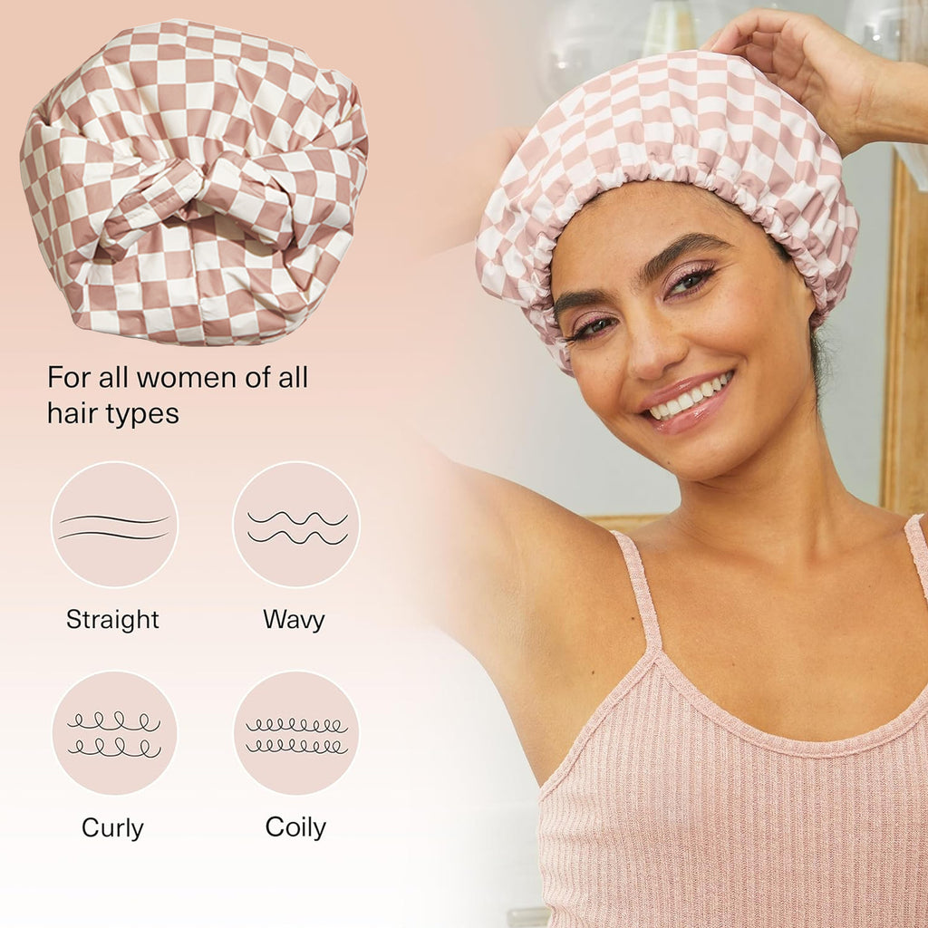 Checker Shower Cap – Waterproof & Reusable - ElevateHealthTech